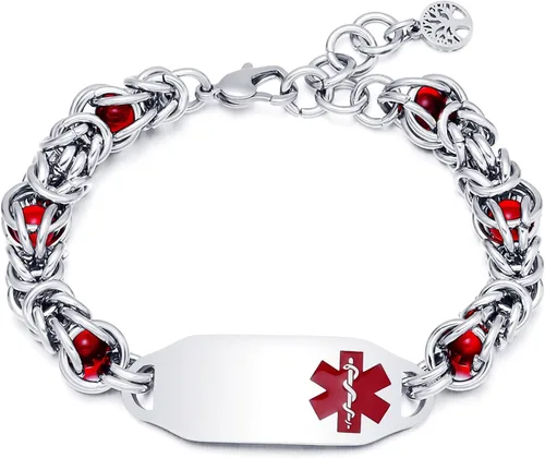 Miniatura 7 de Pulseras de alerta médica, pulseras de identificación personalizadas para mujeres y hombres, incluye tarjeta médica de emergencia