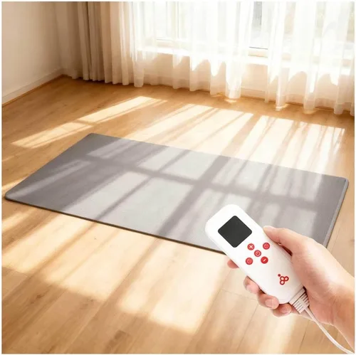 Tapete calefactable radiante infrarrojo con calefacción eléctrica, con 60 ajustes de calor, protección contra sobrecalentamiento, 12 horas de Gris