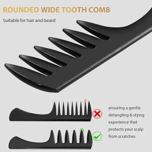 Miniatura 3 de DUAIU Juego de 3 peines para peinar el cabello para hombres, con accesorios de peluquero 3 en 1, peine con forma de hueso de cola de pez, peine