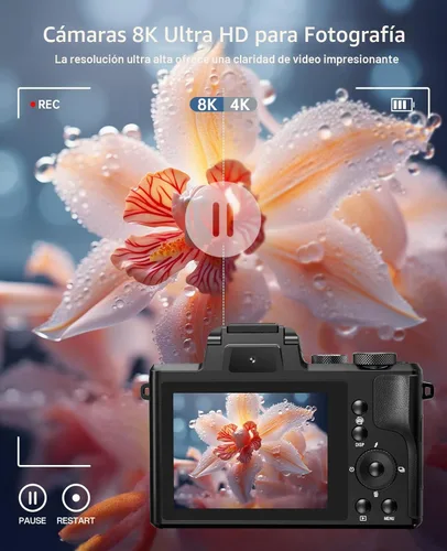 Miniatura 2 de Cámaras digitales 8K para enfoque automático de fotografía, actualización 2026 88MP WiFi profesional 16X Zoom cámara de fotografía con doble lente