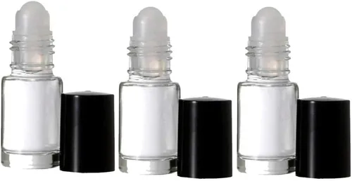 Rollo de vidrio transparente en botella de perfume de 0.2 fl oz. Perfecto para aceites esenciales, aromaterapia, perfume y colonia. Rodillo de