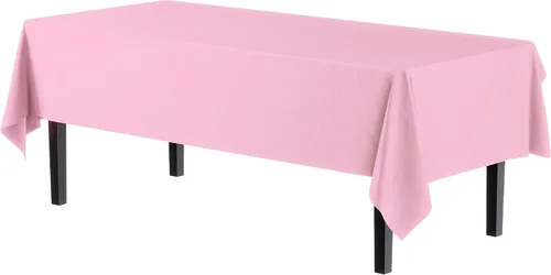 Miniatura 2 de Party Solids Mantel rectangular de plástico rosa, 54 x 108 pulgadas, paquete de 24