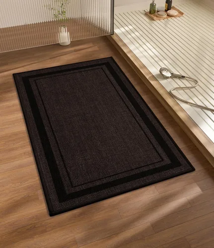 Miniatura 59 de chakme Juego de 2 alfombras de baño ultrafinas, absorbentes, antideslizantes, lavables a máquina, color beige oscuro, 17 x 24 pulgadas + tapete