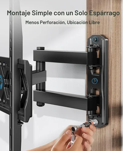 Miniatura 7 de Pipishell Soporte de pared para TV de movimiento completo para televisores curvos planos de 26 a 65 pulgadas, brazos articulados individuales