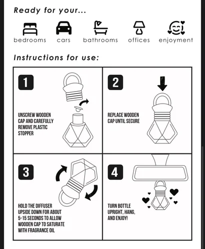 Miniatura 4 de Ambientador colgante hecho a mano para coche con fragancia (Ámbar egipcio) Ambientador de larga duración para coches Lindo accesorio recargable