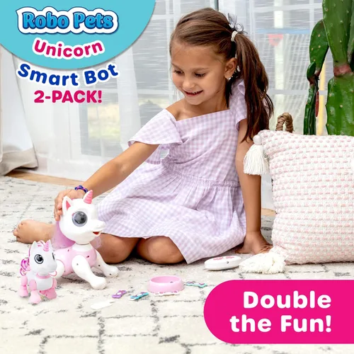 Miniatura 6 de Power Your Fun Robo Pets - Juego de 2 juguetes de unicornio, regalos de unicornios para niñas y niños (1) robot de unicornio con gestos interactivos