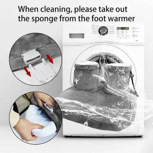 Miniatura 7 de Calentador eléctrico de pies, máquina eléctrica de calor de pies para hombres y mujeres con 3 ajustes de temperatura, lavable a máquina, apagado