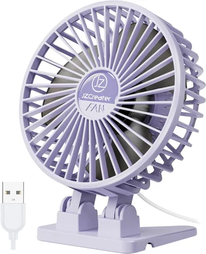 Miniatura 11 de JZCreater Ventilador de Escritorio USB, Mini Ventiladores Portátiles, Ventilador de Enfriamiento de Mesa de Escritorio de 3 Velocidades, Conexión a
