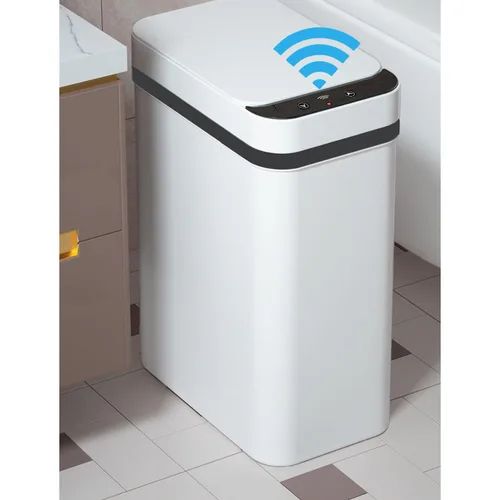 Yatmung Cubo de Basura Delgado Automático Sin Contacto - Cubo de Basura Automático de 4 Galones con Sensor de Movimiento para Baño - Eléctrico,