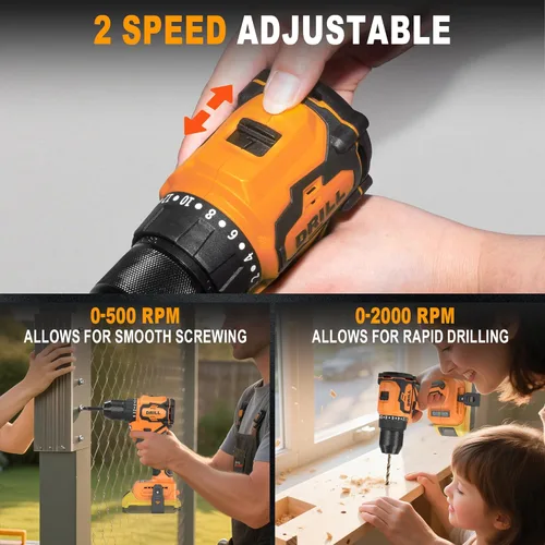 Miniatura 6 de Kit combinado de destornillador de impacto inalámbrico y taladro (solo herramienta) compatible con batería Dewalt de 20V Max, hasta 2300 in-lbs