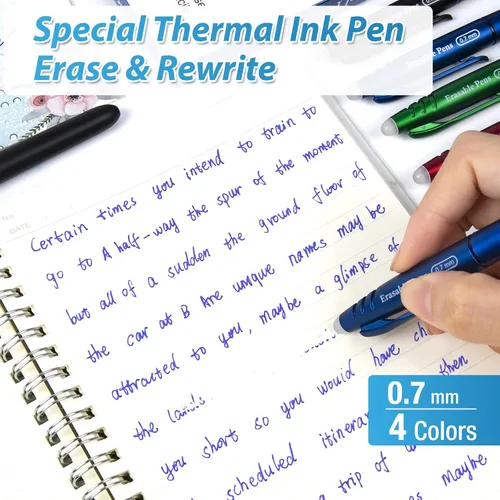 Miniatura 3 de KERIFI Bolígrafos de gel borrables de 0.7mm, bolígrafos de punta fina borrables con calor, haz que los errores desaparezcan, bolígrafos de tinta