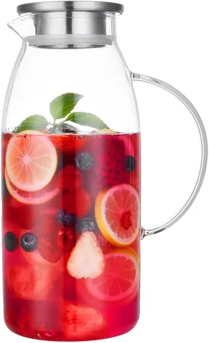 Miniatura 6 de Jarra alta de vidrio de borosilicato, jarra de cristal para té caliente y frío.