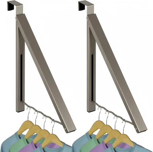 Miniatura 11 de HOLDN' STORAGE Colgador sobre la puerta - Organizador de rack plegable individual para colgar ropa, abrigos y toallas, ideal para dormitorios