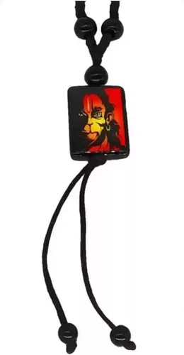 Miniatura 2 de Hanuman Ji Bajrangbali Sankatmochan Maruti Medallón con cuentas de cristal Cadena de algodón Dori Cadena de cristal negro y naranja Cadena de Dori