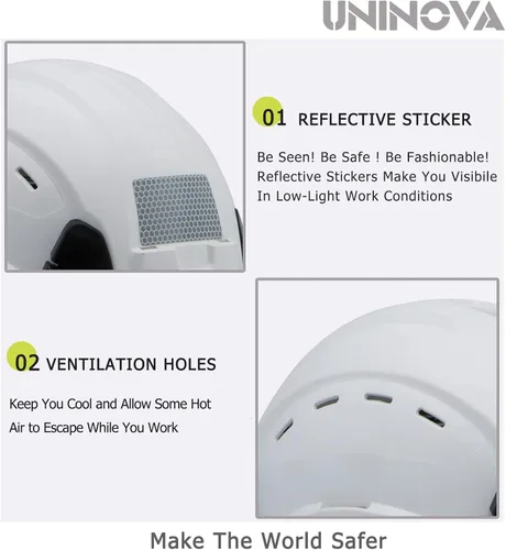 Miniatura 5 de Casco duro OSHA con visera ANSI Z89.1 aprobado ventilado casco de seguridad Cascos De Construcción T1 Blanco Transparente