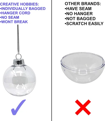 Miniatura 7 de Creative Hobbies Discos de adorno de Navidad rellenables de plástico transparente de 3.94 pulgadas, ideales para manualidades, vacaciones y bodas