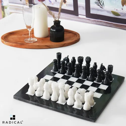 Miniatura 2 de Radicaln Juego de ajedrez de mármol de 12 pulgadas en blanco y negro, hecho a mano, juegos de mesa clásicos para adultos, tablero de ajedrez