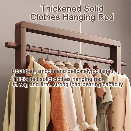Miniatura 4 de Perchero de bambú para dormitorio, perchero resistente para colgar ropa, estantes organizadores de almacenamiento de ropa de zapatos, 63 pulgadas