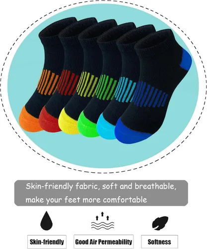 Miniatura 3 de JAMEGIO Calcetines de niño 18 pares de calcetines de corte bajo para niños, calcetines deportivos de media amortiguación, calcetines deportivos