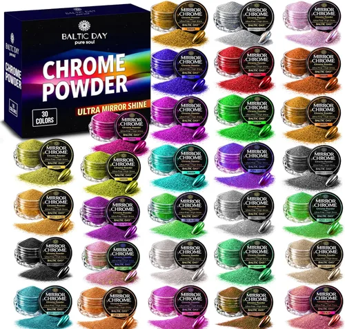 Miniatura 14 de Pigmento cromado y metálico de alta calidad – 10 colores espejo cromado y polvo de mica holográfica para arte de resina, epoxi, vasos, posavasos