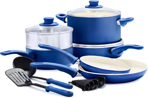 Miniatura 13 de GreenLife Soft Grip - Juego de 23 utensilios de cocina antiadherentes de cerámica saludable con utensilios de cocina, sin PFAS, apto para Negro