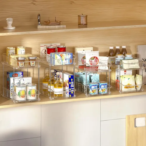 Miniatura 4 de Delamu Organizadores y almacenamiento de 2 niveles para debajo del fregadero, organizadores de gabinete de baño apilables multiusos, organización