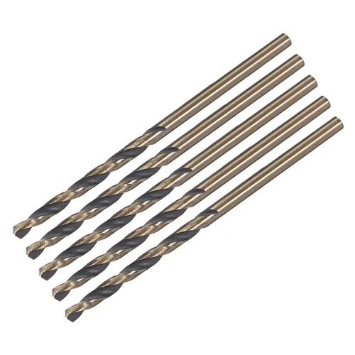 uxcell 5 brocas de vástago recto de 0.098 in de titanio dorado y nitruro negro recubierto de acero de alta velocidad (HSS) 4341 con vástago de 0.098