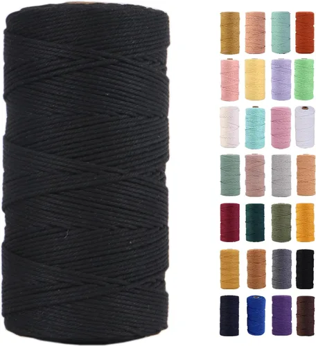 Miniatura 42 de Cordón de macramé gris rosado de 0.118 in x 109 yardas, cuerda de algodón colorido de algodón suave para colgar en la pared, colgar plantas
