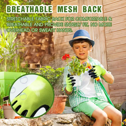 Miniatura 5 de AIGEVTURE 3 pares de guantes de jardinería para niños de 2 a 13 años, guantes de jardín para niños pequeños, guantes de trabajo de patio para niños