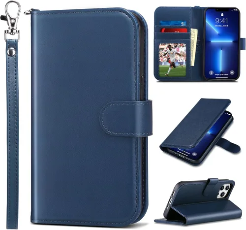 Miniatura 37 de ULAK Funda tipo cartera compatible con iPhone 13 para mujer, piel sintética de alta calidad con tarjetero, función atril, funda tipo cartera