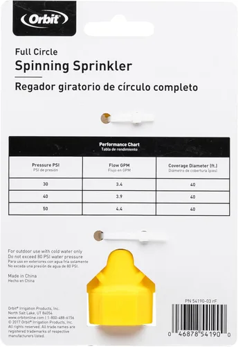 Miniatura 7 de Orbit 54190N 1/2 "FPT Rociador giratorio con cabezal de aspersor