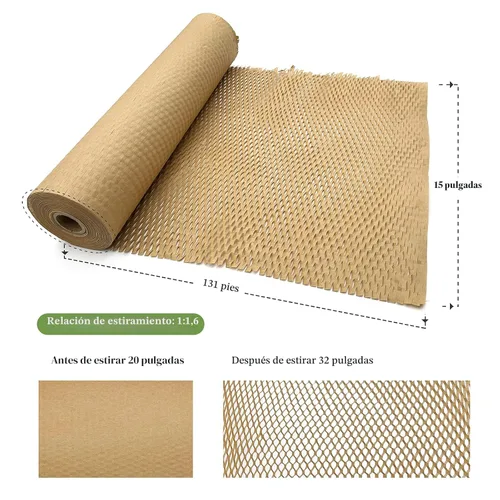 Miniatura 2 de Papel de embalaje de panal de abeja, papel de embalaje de 15 x 131 pies, alternativa alternativa para envoltura de amortiguación de burbujas
