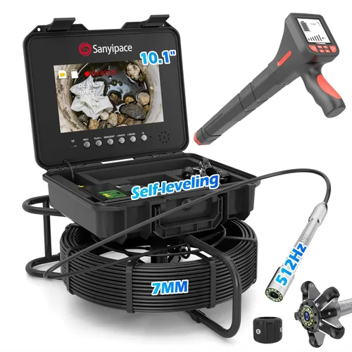Miniatura 11 de Sanyipace Cámara de Alcantarillado con Localizador de Tuberías, Cable de 7mm/0.28pulgadas, 512Hz, Pantalla IPS de 10.1", Tarjeta de 32GB, Cámara