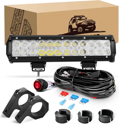 Miniatura 13 de GOOACC Barra de luz LED de 12 pulgadas, 72 W, combo de inundación de puntos, luces de conducción todoterreno, lámpara de trabajo con arnés