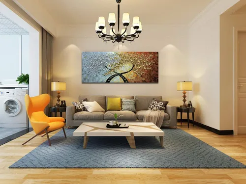 Miniatura 6 de V-inspire Arte, 24 x 60 pulgadas, moderno, pintado a mano, 3D, arte abstracto, arte de pared, pinturas al óleo, decoraciones para sala de estar