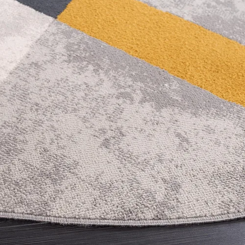 Miniatura 4 de SAFAVIEH Odyssey Collection - Alfombra redonda de 6 pies 7 pulgadas, gris y negro dorado, diseño abstracto moderno, ideal para zonas de alto tráfico