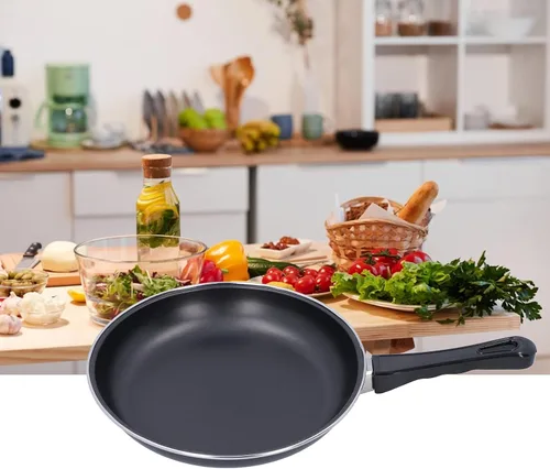 Miniatura 4 de Sartén antiadherente de acero inoxidable de 7.9 pulgadas, sartén profesional redonda negra con mango cómodo, sartén reutilizable para crepes, 7.9 in