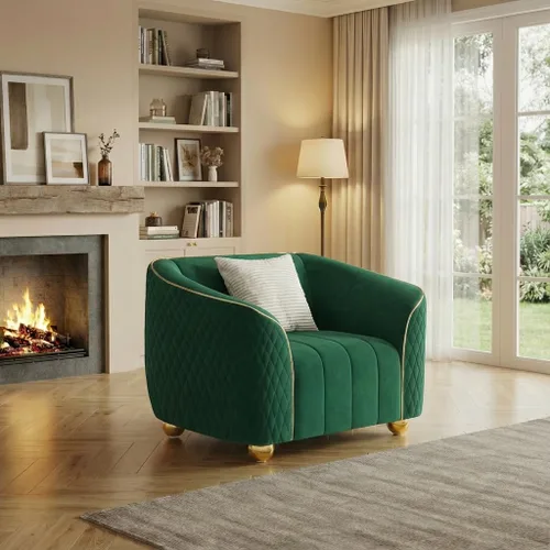 Miniatura 9 de Silla decorativa de 46 pulgadas de ancho para sala de estar, sofá individual de gran tamaño con marco de madera maciza y cojín de terciopelo