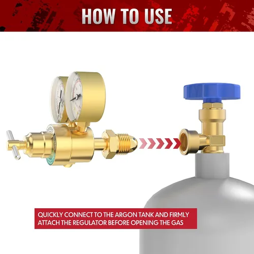 Miniatura 6 de bestarc Medidores de regulador de CO2 de argón Soldadura de gas con manguera de gas de 9.8 pies, conexión de entrada CGA580, presión de entrada
