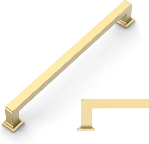 Miniatura 26 de Amerdeco - Paquete de 10 tiradores de latón cepillado para armarios con orificio central de 3 pulgadas (76 mm), tiradores para armarios de cocina