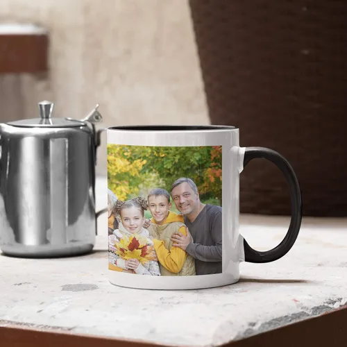 Miniatura 5 de Taza de café con foto personalizada, 11 onzas, color negro, con imagen envolvente, texto, taza de cerámica personalizada con imagen, taza