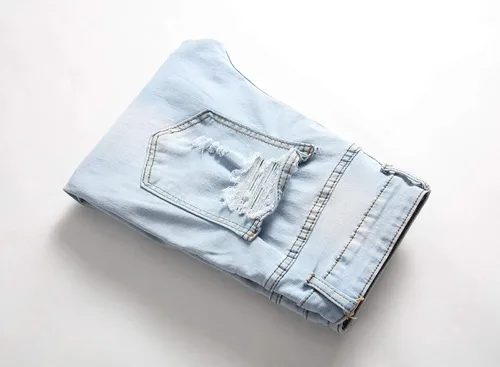 Miniatura 6 de Leward Pantalones de mezclilla elásticos y desgastados para hombre