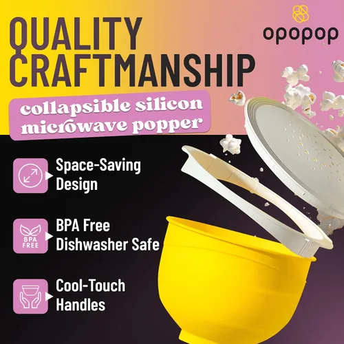 Miniatura 3 de Opopop Palomitas de maíz para microondas - Paquete variado de 4 unidades Kit de palomitas gourmet, Recipiente plegable de silicona para hacer