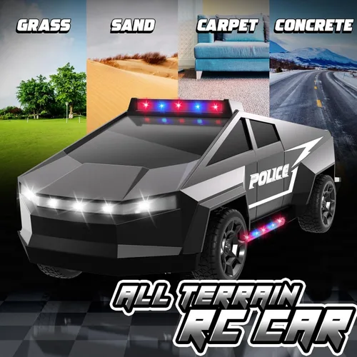 Miniatura 3 de Coches de policía para niños de 4 a 8 años – Auto a control remoto, camiones RC 1:22 de juguete para niños, auto RC con luz y espacio de carga