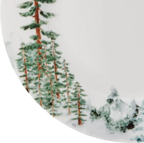 Miniatura 3 de Mikasa Watercolor Forest Bone China - Juego de vajilla ligera de 16 piezas resistente a las astillas, servicio para 4, color blanco
