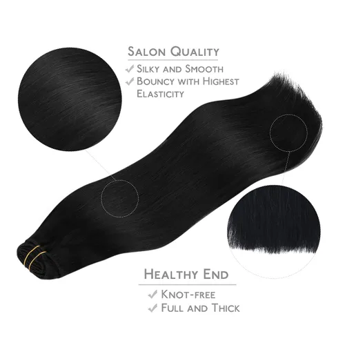 Miniatura 4 de WENNALIFE Extensiones de cabello humano real con broches, 20 pulgadas, 4.23 oz, 7 piezas de extensiones de cabello humano con clip, color negro
