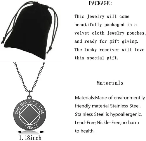 Miniatura 2 de NA Gift Addiction Recovery Collar NA Anual Collar Un Día a la Hora Collar 12 Pasos Recuperación Sobrio Regalo Nuevo Comienzo Regalo