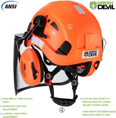Miniatura 4 de Casco de Seguridad Forestal Casco de Motosierra con Protector Facial de Malla y Orejeras 3 en 1 Casco Duro Forestal Protector facial naranja+malla