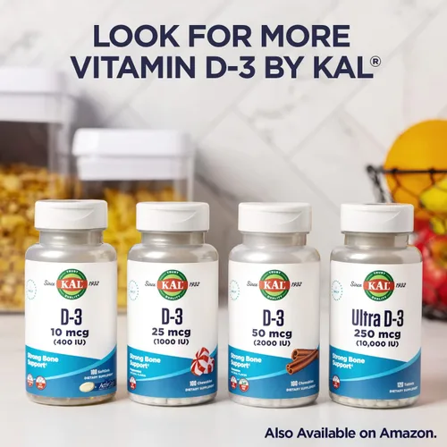 Miniatura 7 de KAL Ultra Vitamina D3 10000 UI (250 mcg) - Cápsulas blandas de vitamina D de alta potencia para mujeres y hombres - Huesos fuertes y suplemento