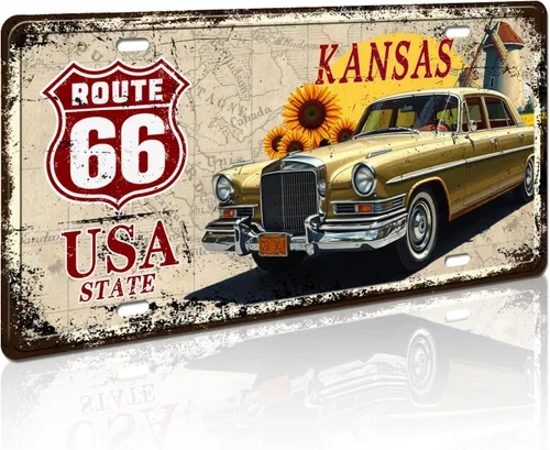 Miniatura 10 de Texas Route 66 - Letrero decorativo para placa de matrícula vintage de Estados Unidos, 12 x 6 pulgadas